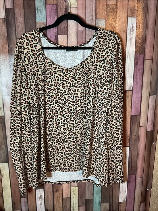 Sterling Kreek Tops - Sterling Kreek Leopard Print Long Sleeve Knit Top Women’s Size 2X